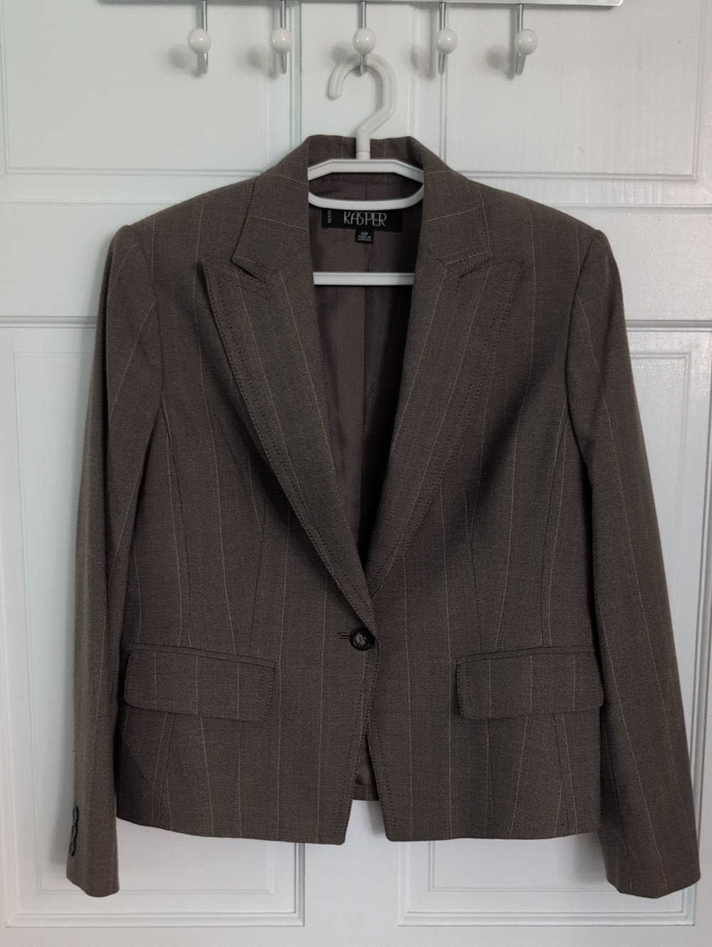 Kasper 12p Brown Pinstripe Single-Button Pants Business Siut
